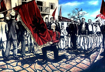 İsa Boletini dhe İsmail Qemali me flamuri shqiptar