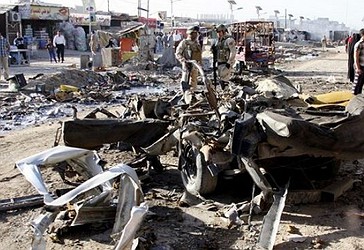 Fotografia tregon vendin e një sulmi me bombë në Bagdad.
