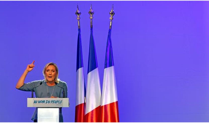 Më 18 shtator 2016, Kryetarja e Partisë së Frontit Nacionalist Francez, Marine Le Pen ka mbajtur një fjalim në një tubim partiak në Frejus, Francë. (Foto nga Reuters)